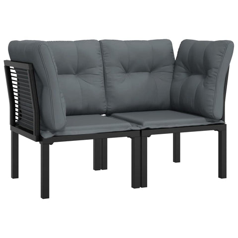 vidaXL - Outdoor Corner Chair Set with Cushions - Patio Modular Lounger 24.4" x 24.4" x 26.8" with Powder-Coated Steel Frame, PE Rattan Material in Black and Gray for Garden, Deck, Patio