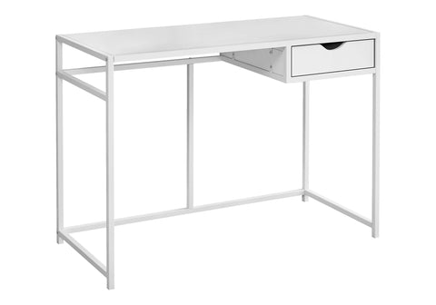 Monarch Specialties I 7570 Computer Desk, Home Office, Laptop, Storage Drawer, 42" L, Work, Metal, Laminate, White, Contemporary, Modern