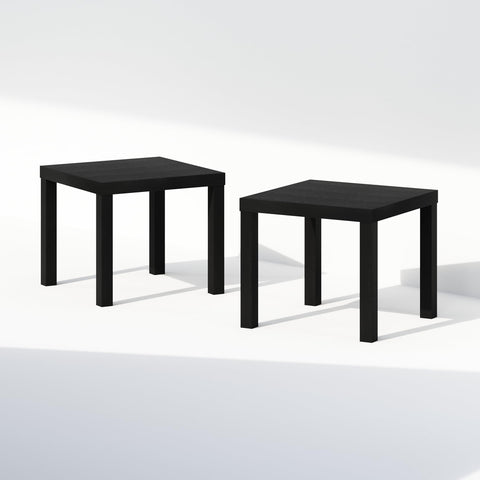 Furinno Classic Homey Square Nightstand Bedside Tables Set of 2 Black