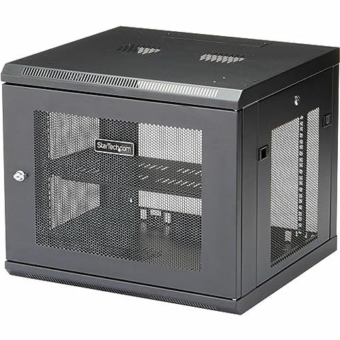 StarTech.com 4-Post 9U Wall Mount Network Cabinet w/ 1U Shelf, 19" Wall-Mounted Server Rack Kit for IT / Data Computer Equipment, Ships Fully Assembled
