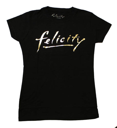 Ripple Junction Felicity Gold Logo Junior's Black Cotton T-Shirt - Medium