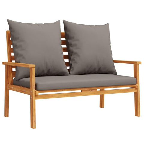 vidaXL Acacia Patio Sofa Bench with Cushions â€“ Outdoor Garden Seating â€“ 47.2"x26.8"x31.9" â€“ Dark Gray