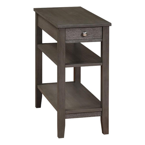 Convenience Concepts American Heritage Chairside End Table with USB Ports & AC Outlet 11.25" - Side Table with Storage Drawer, Nightstand with Charging Station & Shelves, Wirebrush Dark Gray