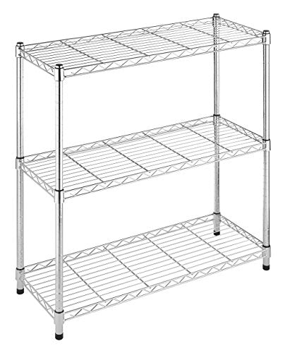 Whitmor 3 Tier Shelving Unit, Metal Storage Shelves, 400 lbs Capacity per Shelf, 1200 lbs Total, Durable Heavy Duty Shelf for Kitchen, Garage, Plant, 36"L x 14"W x 36"H, Chrome