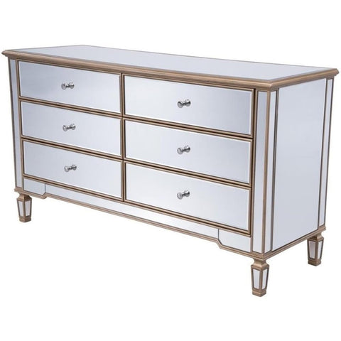 Elegant Lighting Contemporary Contempo 6 Drawers Cabinet 60" x 20" x 34" in Gold Paint