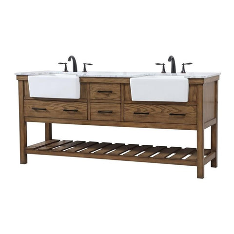 Elegant Decor Clement 72" Aluminum MDF Double Bathroom Vanity in Driftwood