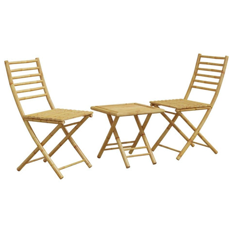 vidaXL 3 Piece Bistro Set â€“ Bamboo Garden/Patio/Balcony Set â€“ Durable, Foldable Furniture with Stable Table and Comfortable Chairs