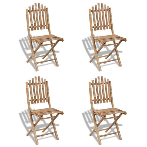 vidaXL 4X Foldable Patio Chairs Garden Balcony Backyard Terrace Home Porch Yard Lounge Seating Folding Chair Furniture Bamboo Poolside Yard Home