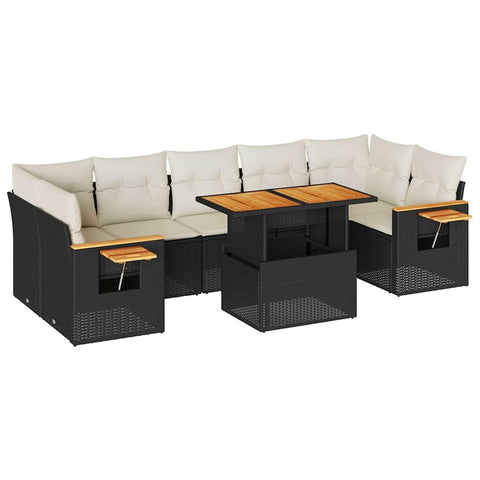 vidaXL Modular Garden Sofa Set - Outdoor Black pe Rattan Furniture Set - Large sectional Patio Set with Integrated Storage, Removable Cushions for Balcony or Backyard Seating