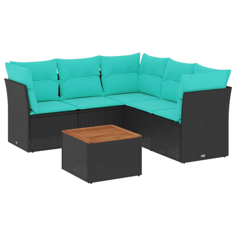 vidaXL Patio Sofa Set with Cushions 6 Piece, Outdoor Conversation Set with Storage, Patio Furniture Set, Modern Style, Black Poly Rattan
