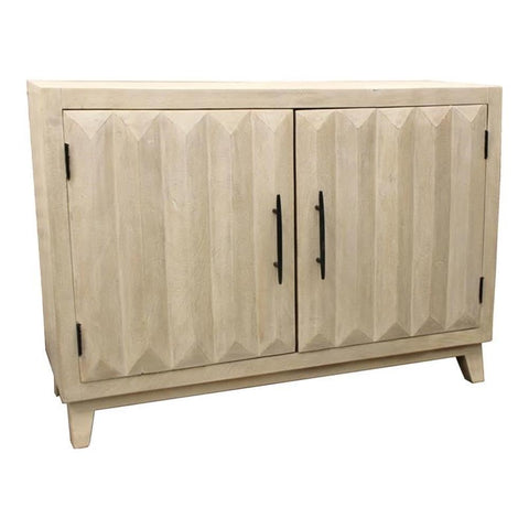Moti Bayside Vertical 50" 2-Door Mid-Century Solid Wood Console Sideboard in Ivory
