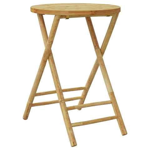 vidaXL Folding Patio Table - Round Bamboo Garden Table, Outdoor Folding Table 21.7" Diameter x 29.5" H - Perfect for Patio, Garden, Greenhouse, Deck