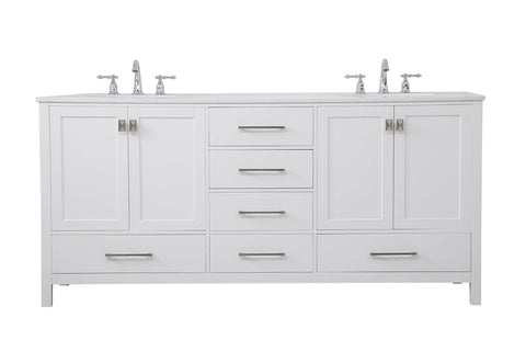 Elegant Kitchen and Bath 72 inch Double Bathroom Vanity Cabinet - White