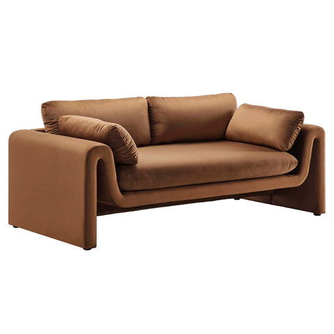 Modway EEI-6382-BRN Waverly Performance Velvet Sofa, Brown