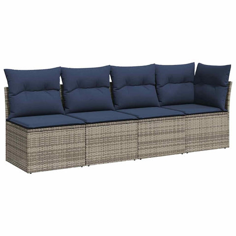 vidaXL Garden Sofa with Cushion Gray 227 x 62 x 69 cm Poly Rattan, Chill Out with Our Stylish Garden Sofa, Tough Seating for Your Patio, Terrace, or Veranda!