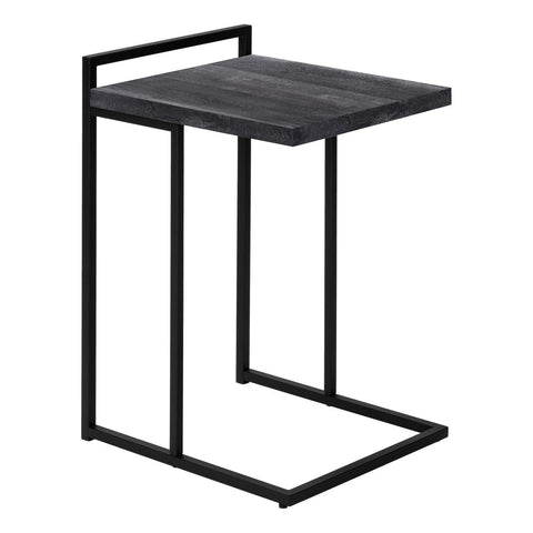 Monarch Specialties I 3633 Accent Table, C-Shaped, End, Side, Snack, Living Room, Bedroom, Metal, Laminate, Black, Contemporary, Modern