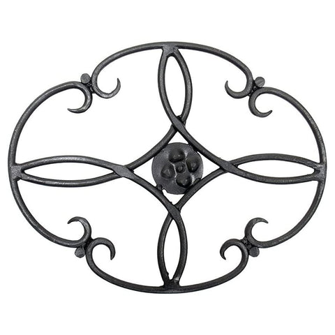 Oakestry Clover woodstove Tabletop Wrought Iron Trivet, Black