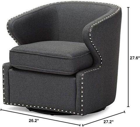 Baxton Studio Finley Mid Century Modern Fabric Upholstered Swivel Armchair, Grey