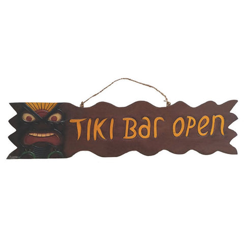 RAM Outdoor Decor Poly Resin Hand-Painted Tiki Bar Open Wall Art Sign
