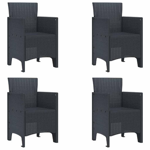 vidaXL Garden Chair 4 pcs Anthracite 20.87 x 19.29 x 33.46 in, Garden & Terrace, Stylish Armchair, Rectangle Outdoor Seat, Tough Patio Chair, Comfy Lounge for Chillin
