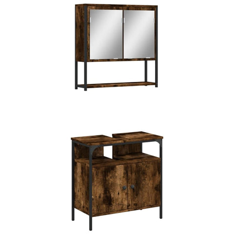 vidaXL 2-piece Bathroom furniture set decorated wood smoked oak