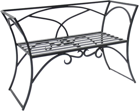 Oakestry Outdoor Garden Bench Park Bench Metal Frame Furniture with Wrought Iron Arbor Bench with Back