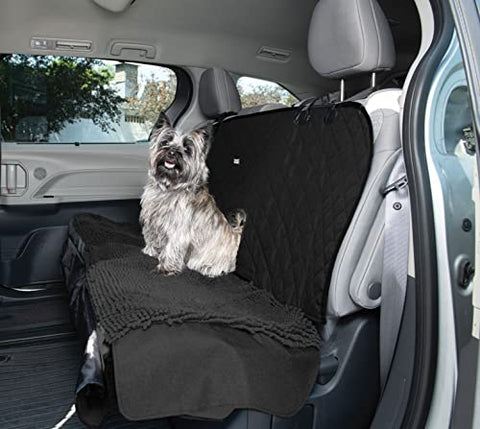 Dog Gone Smart Pet Products 3-in-1 Backseat Dog Cover for Car - Highly Absorbent Microfiber Material w/Hammock Safety Feature - Durable Oxford Water-Proof Fabric (Black)