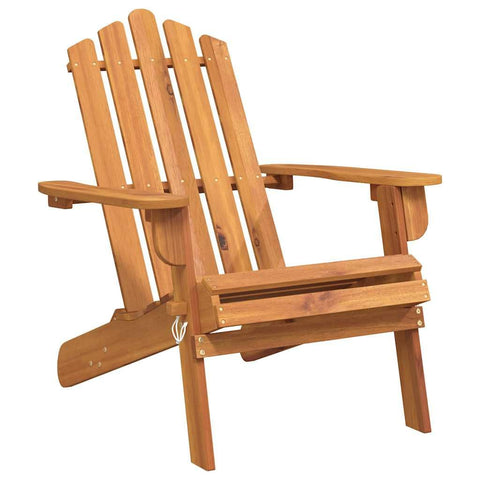 vidaXL Adirondack Garden Chair, Foldable, Solid Acacia Wood, Oil-Finished, Ergonomic Outdoor Lounge Chair, Brown, Weather-Resistant, for Garden, Patio, Deck, Balcony