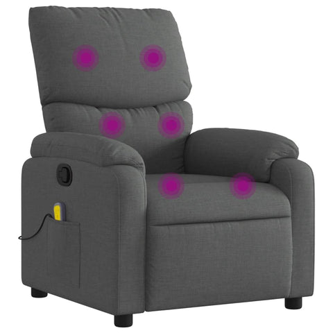vidaXL Dark Gray Fabric Massage Recliner Chair with Adjustable Armrests and Vibrating Function for Living Room Office Use Reclining Armchair Comfortable Sofa Chairs