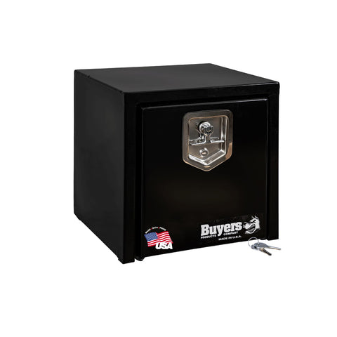 Buyers Products 1703320 Black Steel Underbody Truck Tool Box – 15 x 13 x 15 Inch - Truck Bed & Underbelly RV Storage Box, Locking T-Latch, Weather-Resistant, Heavy-Duty Flatbed Job Box, Made in USA