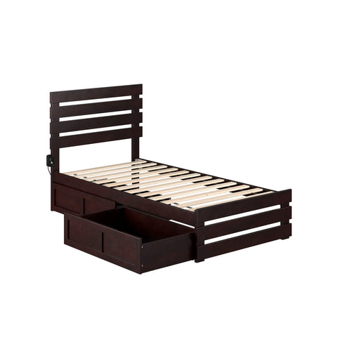 Oxford Twin Bed with Footboard and 2 Drawers in Espresso