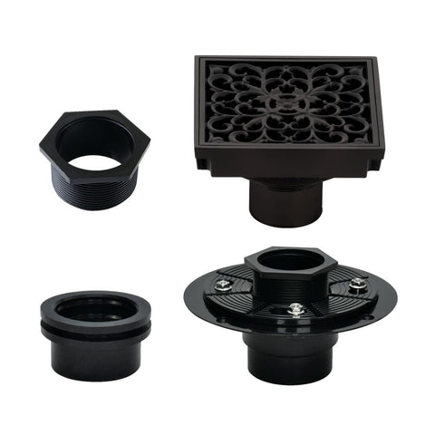 Kingston Brass BSFK9771ORB Watercourse 4" Square Brass Shower Drain, Oil Rubbed Bronze