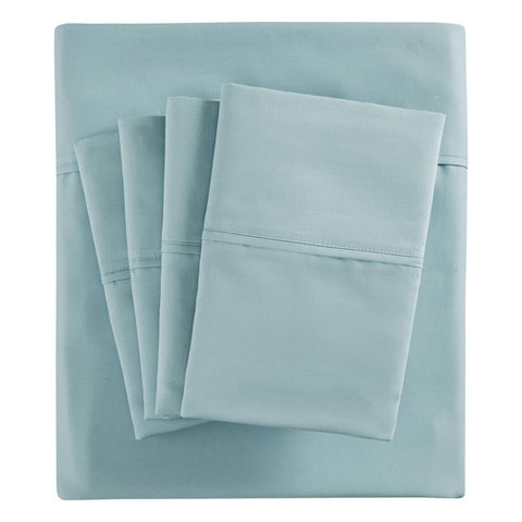Oakestry 6-Piece MPH20-0013 800 Thread Cotton Soft Sateen Breathable & Cooling Sheets Solid Pattern Wrinkle Resistant Bed Sheets, Queen Size, Aqua