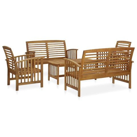 vidaXL 5 Piece Patio Lounge Set Made from Solid Acacia Wood, Includes Coffee Table, Benches and Chairs - Durable Outdoor Furniture for Garden and Patio