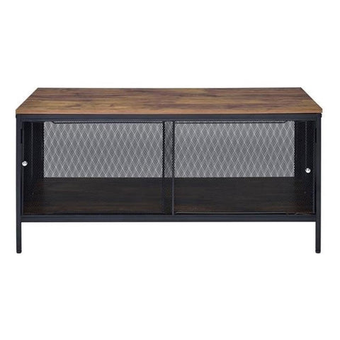 Acme Winam Rectangular Wooden Coffee Table in Antique Oak and Black