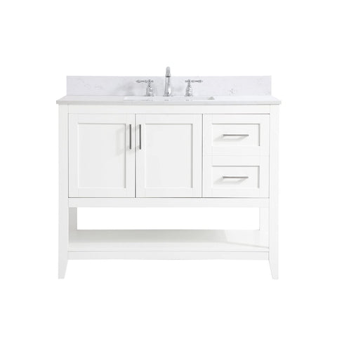 Elegant Decor Aubrey 42" Solid Wood Single Bathroom Vanity w/Backsplash - White