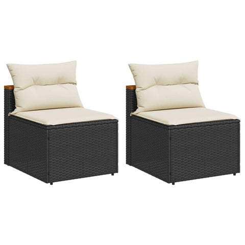 vidaXL Black PE Rattan Outdoor Armless Patio Sofas with Comfort Cushions - Versatile Garden Seating Furniture Set, Easy Maintenance, Modular Design