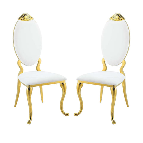 simple relax Set of 2 Side Chair in White and Gold Finish