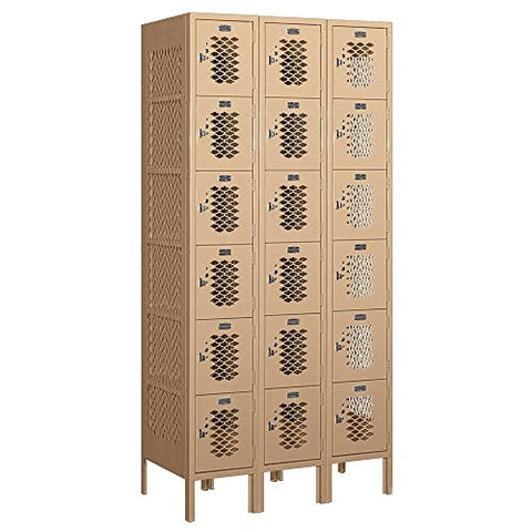 Salsbury Industries 76368TN-U Six Tier Box Style 36-Inch Wide 6-Feet High 18-Inch Deep Unassembled Vented Metal Locker, Tan Brown