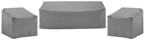 3Pc Outdoor Furniture Cover Set Gray - 2 Chairs & 1 Sofa
