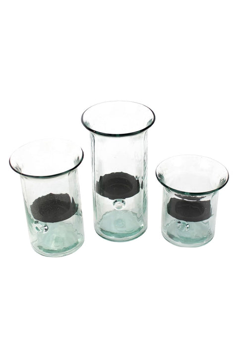Recycled Glass Votive Cylinders - Set Of Three