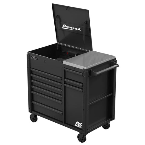HOMAK BK06044090 44" Rspro 9 Drawer Power Service Cart Black