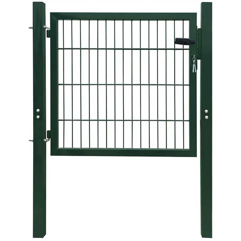 vidaXL Fence Gate Outdoor Garden Backyard Privacy Border Enclosure Door Fence Panel Steel 39.4"x39.4" Green
