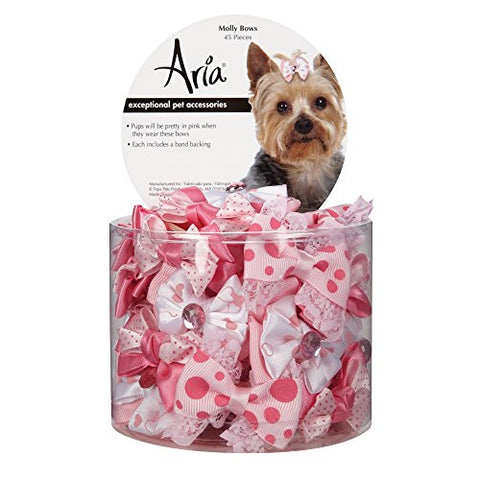 Aria Molly Bows for Dogs, 45-Piece Canisters