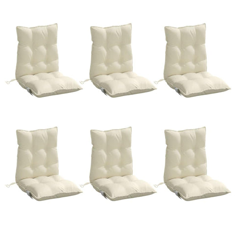 vidaXL - 6 Pcs Lowback Chair Cushions for Patio/Garden/Office - Cream - Oxford Fabric, Water-Resistant - 39.4" x 19.7" x 2.8"