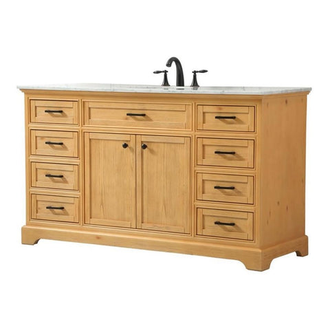 Elegant Decor Americana 60" Aluminum MDF Single Bathroom Vanity in Natural Wood