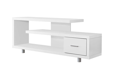 Monarch Specialties TV Stand with 1 Drawer, 60"W, White