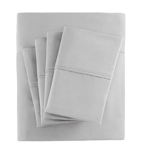 Oakestry 6-Piece 800 Thread Count Cotton Blend Bed Sheet Set Wrinkle Resistant Breathable Luxuriously Soft and Cooling Fade Resistant, Queen Size, Grey
