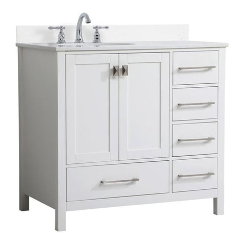 Elegant Decor Irene 36" Solid Wood Single Bathroom Vanity w/Backsplash in White