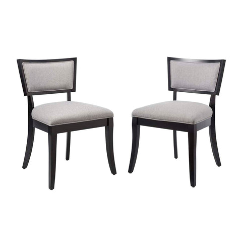 Modway Pristine Solid Wood and Fabric Dining Chairs in Light Gray (Set of 2)